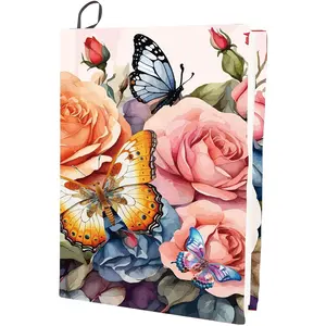 Rose Stretchable Book Cover Flower Butterfly Washable  Large Nylon Book Protector Elastic Notebook Wraps Suitable for  Hardcover Books Classroom Students