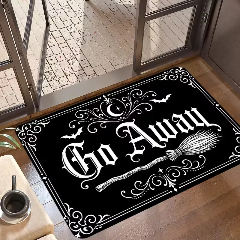Gothic Dark Go Away Doormat, Kitchen Dining Decor, Indoor Outdoor Home Party Decoration
