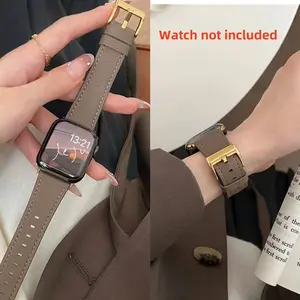 Soft Leather Etoupe Watch Band Smart Watch Strap Compatible with Iwatch Ultra 1/2/3 Series, Fits 38mm-49mm, Unisex Comfortable Casual Style