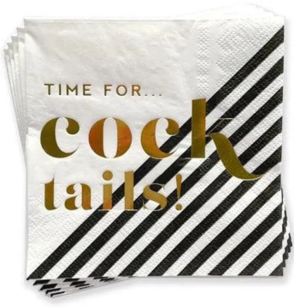 Time for Cocktails - Funny Bachelorette Party Decor Cocktail Napkins
