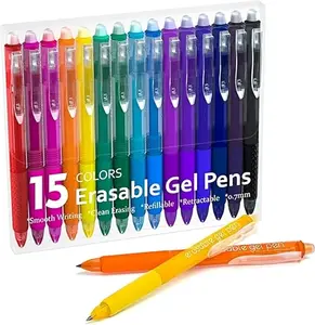 15-Pack Erasable Gel Pens, Fine Point Retractable in Assorted Colors – Smooth Writing for Students, Teachers, Planners & Journaling