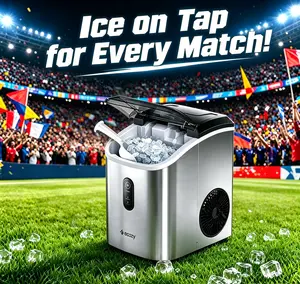 <Ice on Tap for Every Match> ecozy Countertop Sonic Nugget Ice Maker 33 lbs Daily Output,Self-Cleaning,Stainless Steel, Icemakermachine summerwins