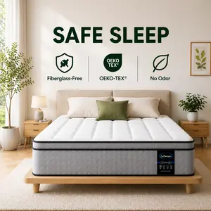FANSACE 12in California King Multilayer Hybrid Mattress in a Box, Euro Top Medium-Firm Orthopedic Mattress with Pocket Coils, Knit Cover, Cooling, Pressure Relief, Lumbar Support, Motion Isolation