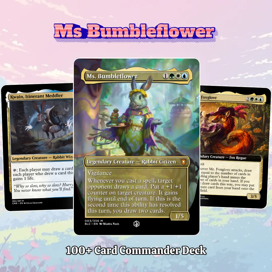 Proxy 100+ Card Commander Deck Ms Bumbleflower Premium Group Hug Token Value Ready to Play Magic Style Deck Perfect Gift for Collectors and Card Players