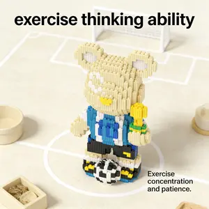 Champion Football Bear 3D Puzzle Building Blocks Decoration, Bookshelf Home Office Cabinet Decor, Party Living Room TV Stand Display