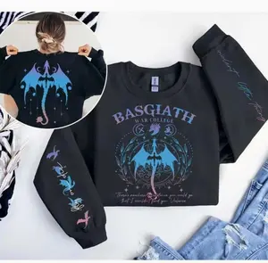 Fourth Wing 4-Sided T-Shirts, Crewneck Sweatshirts & Pullover Hoodie, Basgiath War College Sweater, Dragon Rider, Violet Sorrengail, Fantasy Reader, Xaden Riorson, Riders Quadrant DGR