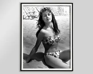 Brigitte Bardot Summer Poster, Black and White, Vintage Beach Poster, Old Hollywood Print, Fashion Photography, Sexy Poster, Glam Wall Art