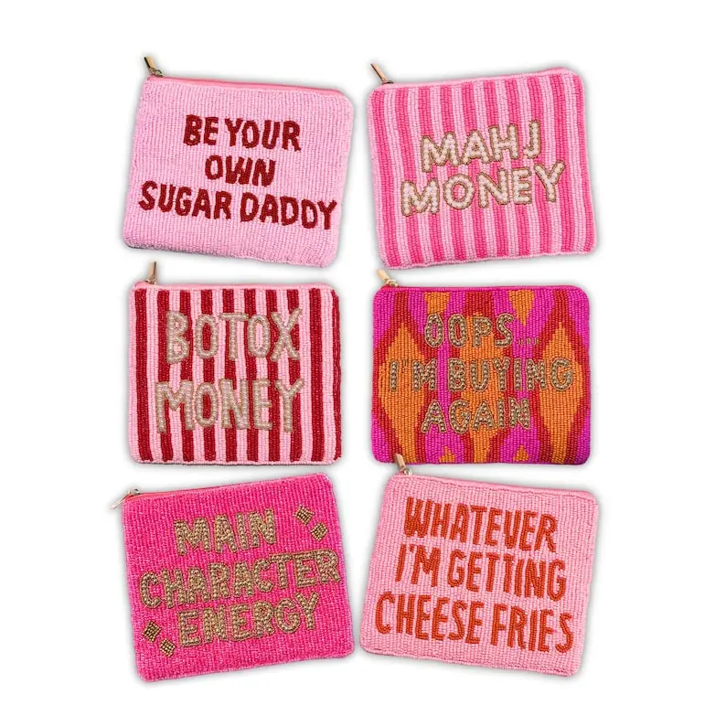 Main Character Energy Beaded Coin Pouch | Funny Makeup Bag | Mahj Money | Botox Money | Handmade Gift for Her | Be Your Own Sugar Daddy
