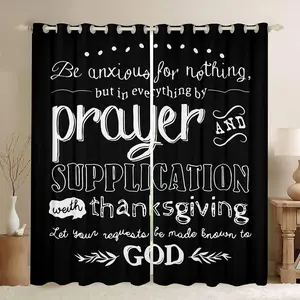 30%-50% Blackout Curtains, 2-Panel Inspirational God Lord Bible Verse Scripture Themed Darkening Drapes, Abstract Window Treatment for Curtain Living Room