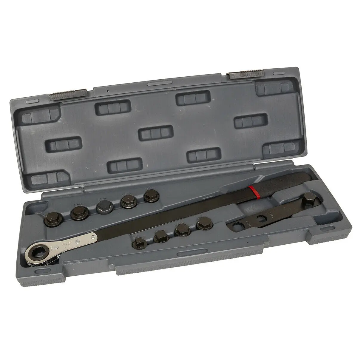 Lisle 11-Piece Quick-Lock Serpentine Belt Tool Kit - Ratcheting Head, 19mm Socket, Extension, Freewheel Position Function for Hard-to-Reach Idler Pulleys, Automotive Repair Solutions with Maximum Leverage