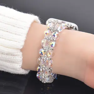 Dazzling Luxurious Gradient Multi-Color Crystal Beaded Iwatch Strap - Women'S Jewelry - Suitable for 49Mm, Stretchable And Comfortable to Wear, Versatile Fashion Bracelet Accessory - Compatible with Series 10, 9, 8, 7, 6, SE, 5, 4 - Adjustable to 44Mm, 40
