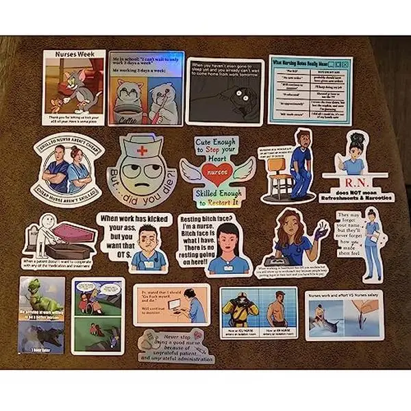 Funny nurse stickers, stickers for med surg nurse, pcu nurse, icu nurse, er nurse, trauma nurse, travel nurse, cna, travel cna