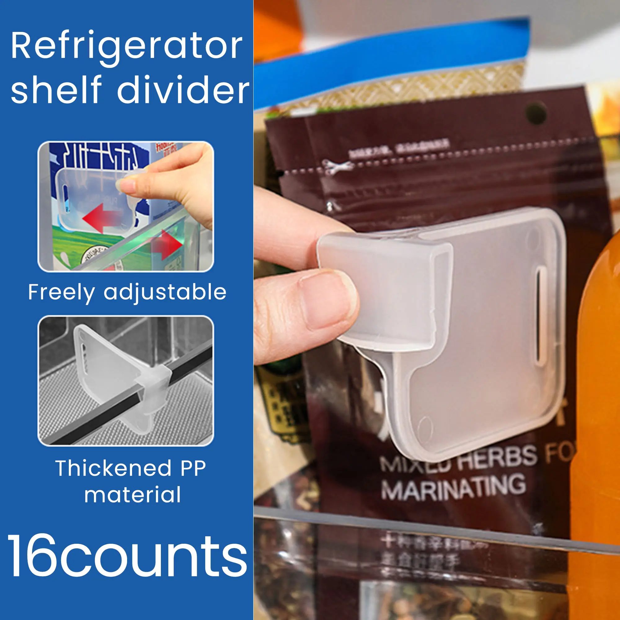16 Counts Fridge Drawer Divider, Space Saver for Organizing Fridge Items