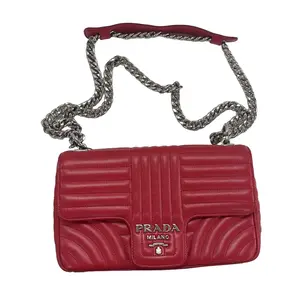 Pre-owned PRADA LEATHER Shoulder Bags Red Diagramme CN26060078