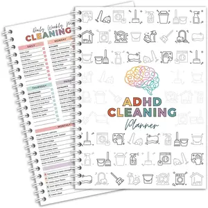 Cleaning Planner,  Cleaning and Organizing Planner for Adults Women Mom, Household Cleaning Schedule and Checklist, Daily Weekly Monthly Chore Chart Notebook for Family Editable 5.8 x 8.3"