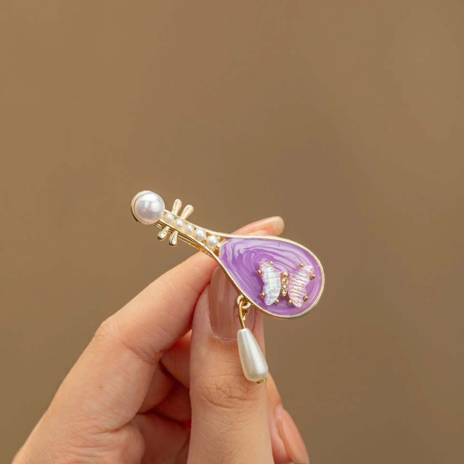 Purple Butterfly Pipa Hairpin