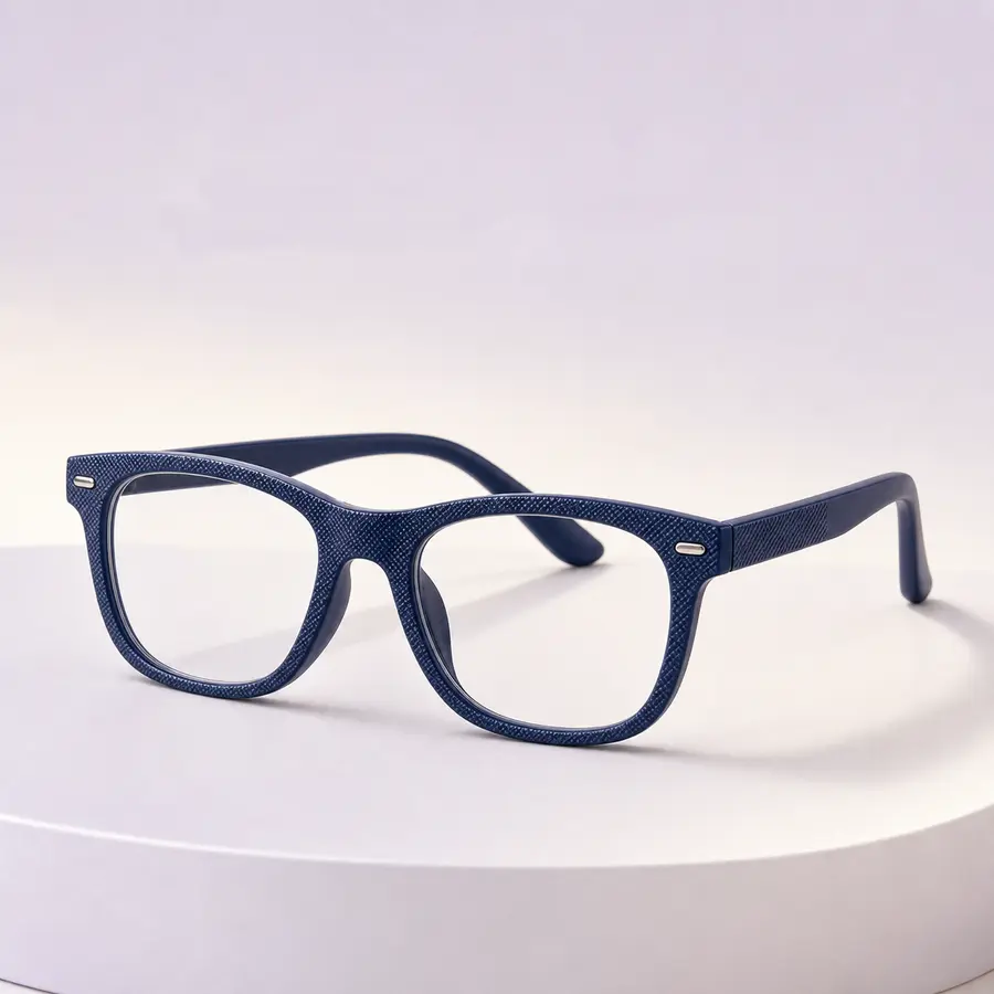 Lightweight Progressive Readers with Distance, Intermediate and Reading Zones, Textured Square Frame, Flexible Fit for Daily Computer and Book Use Unisex Clear