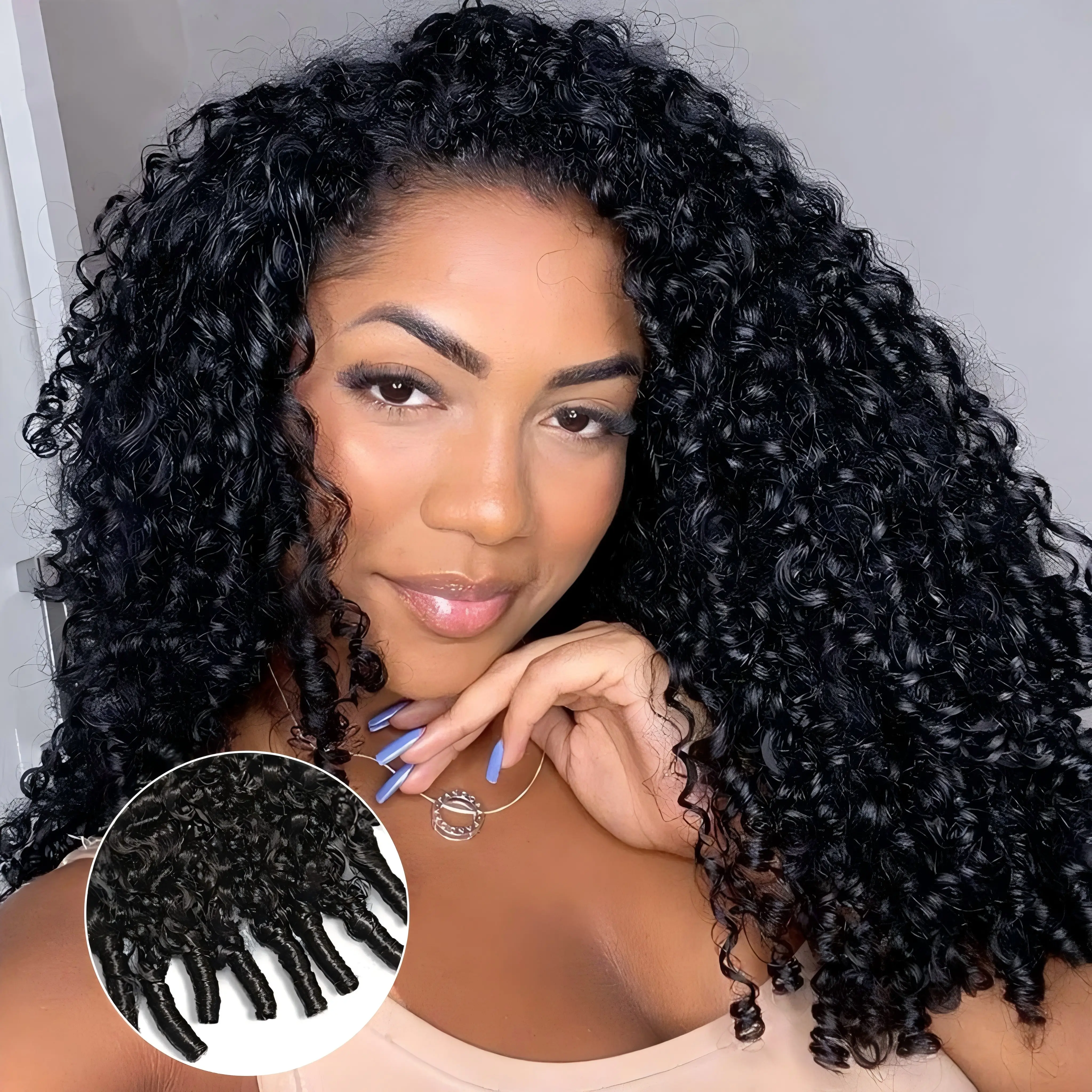 Tahikie Burmese Curly Half Wig Human Hair Cheap Wig Flip Over Wand Curly Wigs Beginner Friendly Comfortable Fit Vacation Hair Glueless Kinky Curly  Human Hair Drawstring Headband Wig For Women Summer Wigs #SummerWins #DealsForYouDays