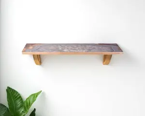 212 MAIN 24 in. Decorative Gray & Natural Wood Blend Wall-Mounted Bohemian Accent Shelf - Agate Look Single Unit (1 Size) for Living Room Shelves