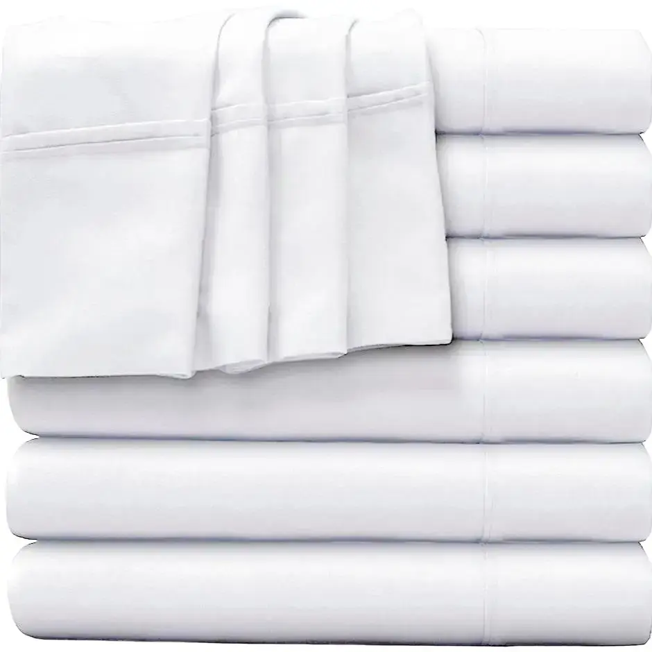 Glarea Flat Sheets Only - 6 Pack Bulk White Sheets for Massage Table, Hospital Bed, Home, Air Bnb Essentials, Dorm Decorations- Made of Microfiber Fabric for Soft Feel