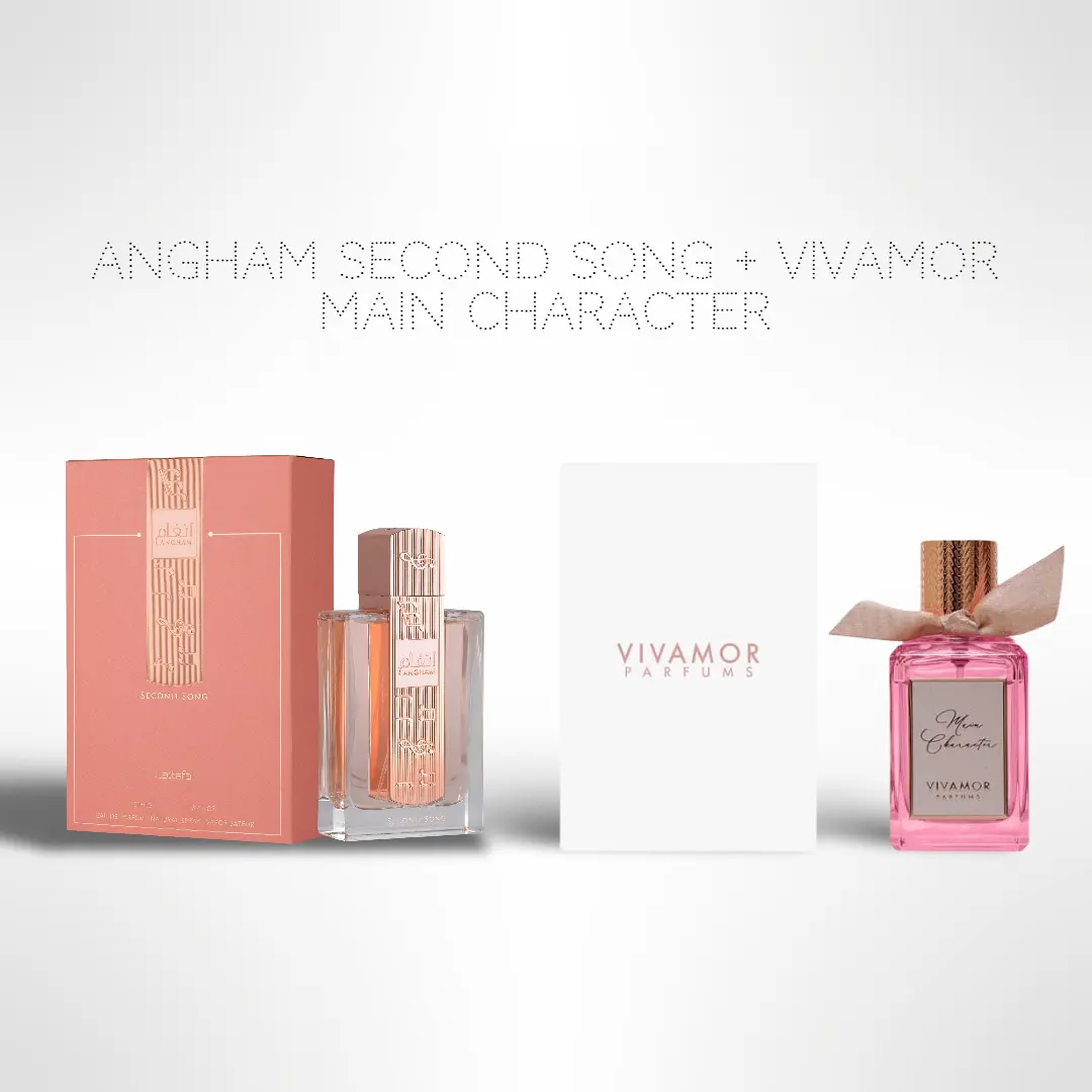 Angham Second Song by Lattafa 100ml + Vivamor Main Character 100ml – Eau de Parfum Set for Women/Unisex, Long Lasting Perfume, Daily Wear