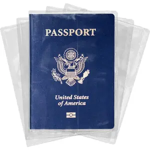 Passport Protector Holder Waterproof Plastic Passport Cover Vinyl ID Protector for Travel Document Credit Card 5 Pack
