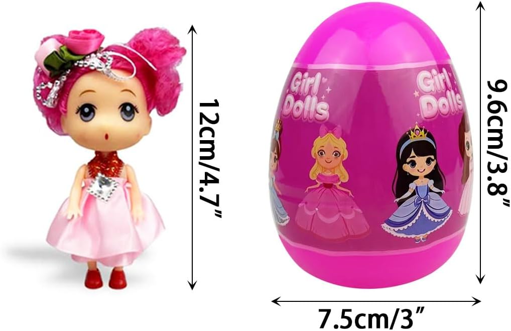Prefilled Jumbo Easter Eggs for Kids – Easter Basket Stuffers with Girl Doll Toys – 6 Pack Easter Gifts for Boys & Girls