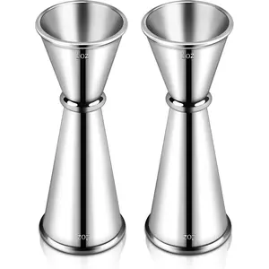2 Pcs Bartending Jigger, Premium 304 Stainless Steel Double Jigger 1oz/2oz, Professional Heavy-Duty Cocktail Measuring Cup for Home Bar Bartending