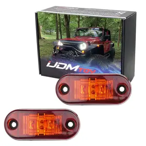 iJDMTOY Dark Amber Lens Add-On LED Fender Flare Side Marker Lights For Jeep Wrangler Aftermarket Flat Style Fender Flares