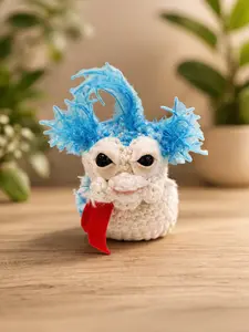 Labyrinth Blue Worm Crochet Plush  Handmade Fantasy Amigurumi