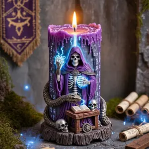 Mystical Fantasy Snake Wrapped Death Skull Candle Silicone Mold, Cloak Death Shape Tree Stump Base Decoration, Handmade Holiday Gift Molds, Handmade Crafts