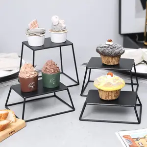 Matte Black Metal Food Display Stands, Risers for Display, Cupcake Dessert Stands, Set of 4
