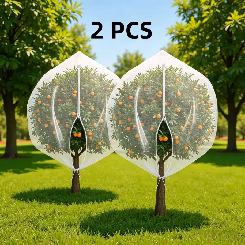 2-Pack High-Density Insect Netting, 0.7x1m/1x1.5m/2.4x2.4m, Large Fruit Tree Pest & Bird Protection, Zip Tie Design, Easy Installation, Breathable & Durable