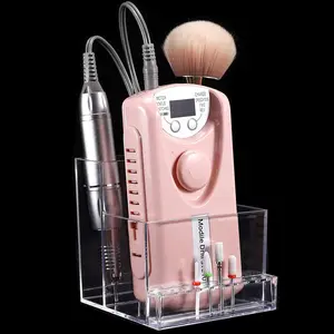 10 Holes Mini Nail Drill Machine & Bits Storage Box, Transparent Nail Drill Grinding Bit Organizer, Plastic Nail Drill Tool Displayer Holder Case (Not Included Nail Drill Machine & Bit) springtok