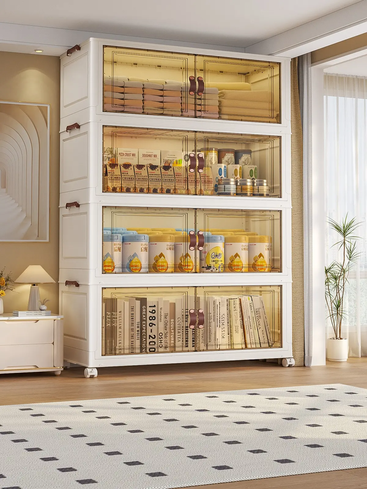 Foldable wheeled box, 4–5 tiers stackable;for bathroom,and living room. Stacking design saves space;shoe cabinet for organizing makeup clothes, shoes and bags.layer storage Collapsible Multifunctional durable Bins plastic storage cabinet Foldable wheeled box, 4–5 tiers stackable;for bathroom,and living room. Stacking design saves space;shoe cabinet for organizing makeup clothes, shoes and bags.layer storage Collapsible Multifunctional durable Bins plastic storage cabinet