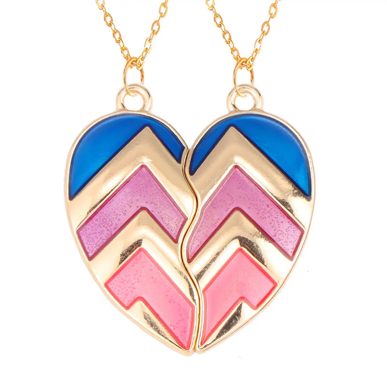 BFF Necklace for 2-Split Heart Best Friends Forever Rainbow Heart Pendant Friendship Necklace Gifts for Girls Best Friend Necklaces Mother's Day  Gift