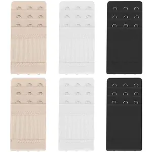 Bra Extender 6 Count 3 Hooks 3 Hook Women's Elastic Bra Extension Soft & Comfortable Strap  in Black, White, and Color Options