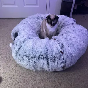 Product Review of Winter Warm Pet Bed, 2 in 1 Foldable Cat Tunnel Cat Bed, Warm Plush Cat Bed with Hanging Ball & Tunnel Buckle, Pet Supplies for Indoor Outdoor Use from c**n