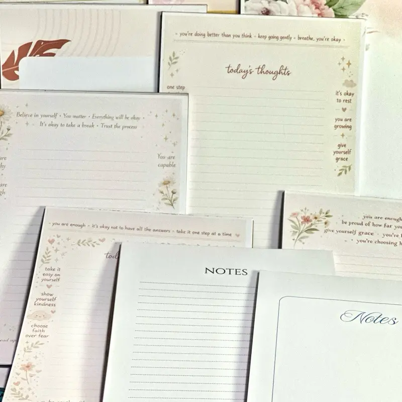 Minimalist Motivational Notepads 3-Pack (30 Sheets Each) - Soft Paper Office Stationery Supplies, Writing Office Accessories for Relaxation & Daily Self Improvement Use