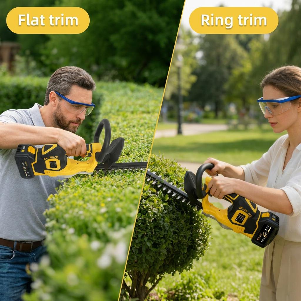 21V Power Cordless Electric Hedge Trimmer - Cordless Trimmer with Dual Safety Locks, Low Vibration, 3 Power Modes, 4.4 lbs Lightweight, 22000 RPM, Easy Maintenance, Splash Guard, Fast Charger - For Hedge, Shrub Pruning in Courtyards, Gardens