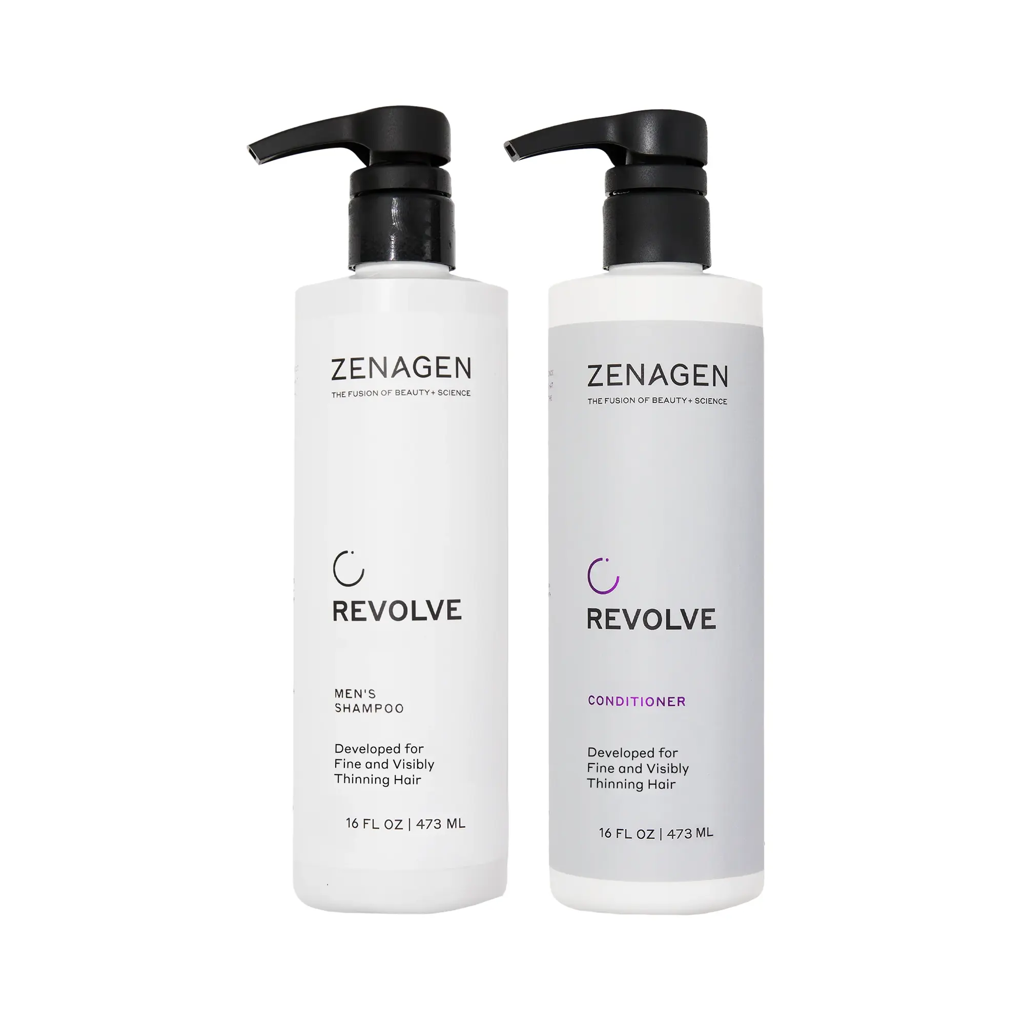 Zenagen Revolve Men's Hair Loss Hair Care Set - 16oz Shampoo and Conditioner Duo with Green Tea-Silicone Blend, Natural Hair Care, Anti-Thinning Hair Care