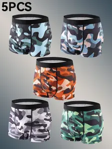 5-Pack Boys' Briefs, Soft Comfortable Sporty Print Street Boxing Pants, Kids Underwear Swimsuits for Ages 8-12, Mixed Set