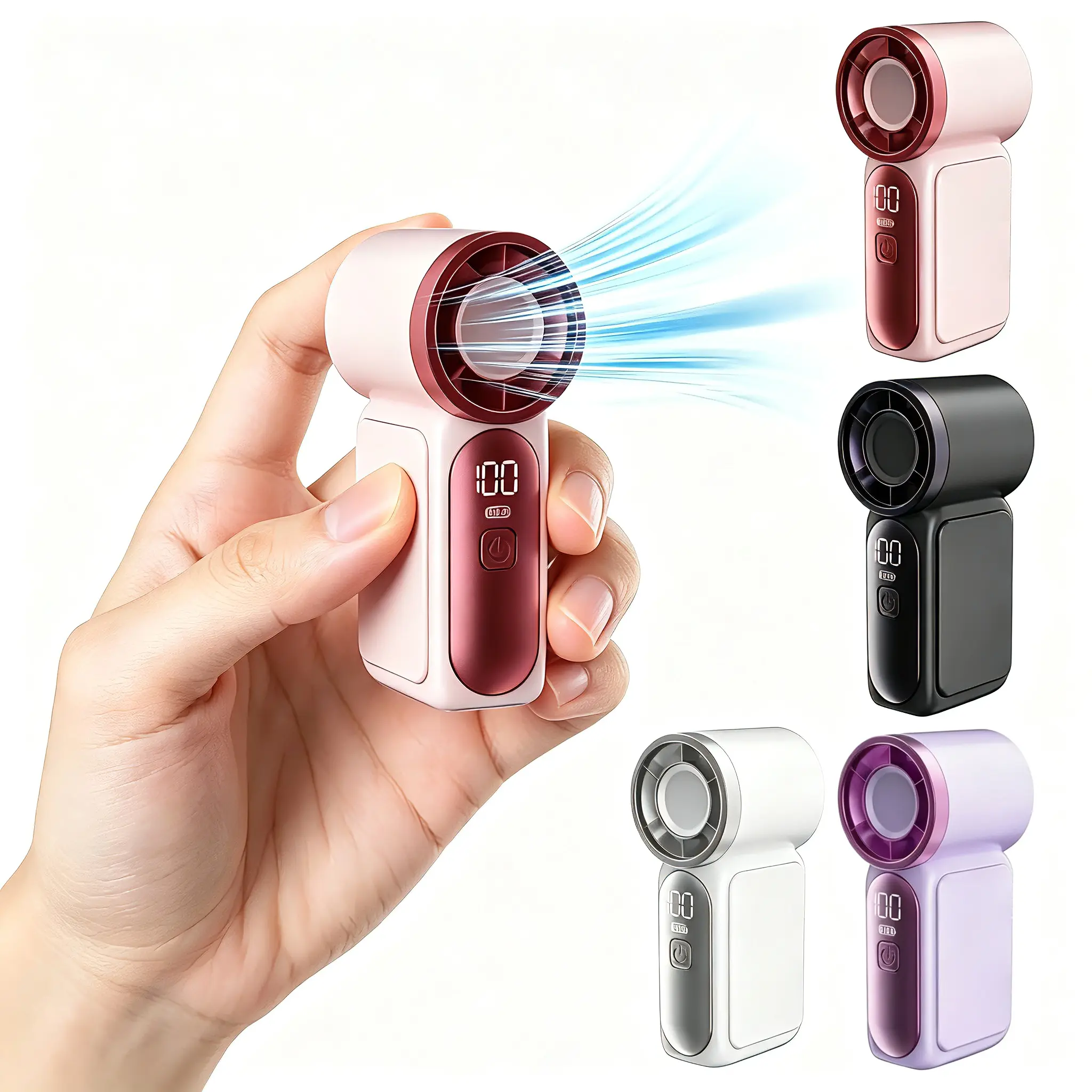 Mini handheld fan with digital display, 5-speed wind, USB charging, portable, turbo wind, suitable for outdoor activities, travel, makeup, and also as a small holiday gift