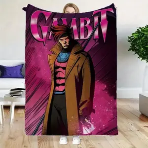 Gambit Pink & Purple Comic Art Ultra-Soft Warm Blanket, Perfect for Bedding, Couch, Dorms & Nostalgic Pop Art Decor
