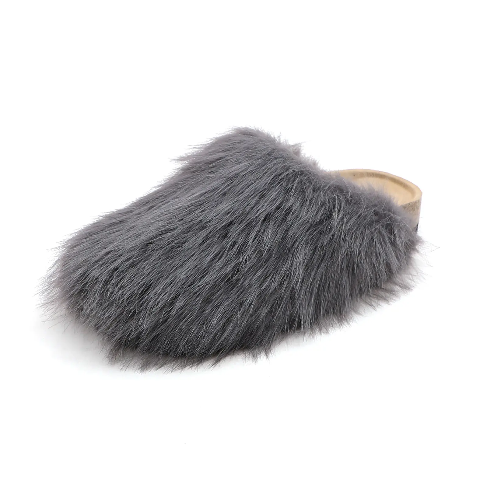 Womens White Shaggy Faux Fur Slide Slippers, Open‑Toe Fluffy Furry Flat Sandals, Cozy Slip‑On House Slides for Indoor Outdoor Casual Street Wear