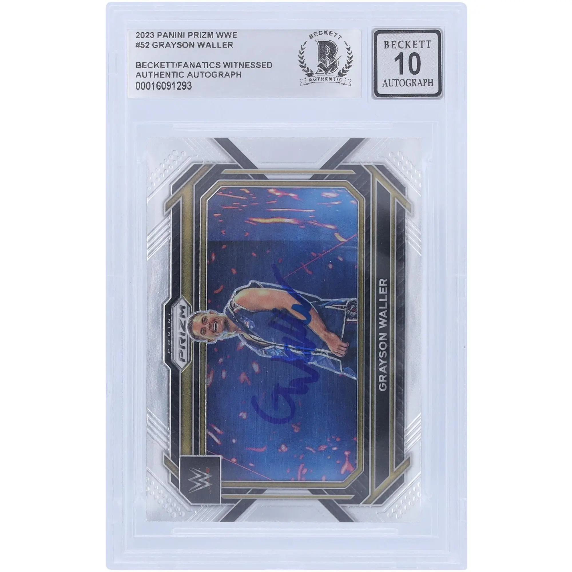 Grayson Waller WWE Autographed 2023 Panini Prizm #52 Beckett Fanatics Witnessed Authenticated 10 Card - Fanatics Authentic Certified