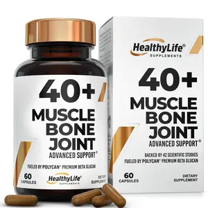 40+ MUSCLE BONE JOINT ADVANCED SUPPORT Prevents Muscle Loss and Supports Bone, Joint, and Immune Health – Powered by Clinically Proven Polycan Fermented Beta-Glucan (60 Capsules) Healthcare Fitness