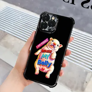 Phone Case - 1pc I Am Pibble Wash My Belly Funny Dog Meme Phone Case with Electroplating Process, Protective Cover Featuring Reinforced Cushioning And Collision Prevention, Compatible with Various Models of Iphone 17, 16, 15, 14, 13 Pro Max