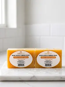 Kojic Acid and Turmeric Soap, Natural Brightening Cleanser for Daily Facial & Body Use (2 Bars)