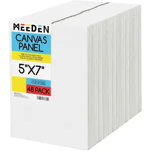 48-Pack 100% Cotton Canvas Boards for Painting - 5x7'' Blank Canvas Panels for Oil & Acrylic Painting, Ready to Paint Art Supplies for Professional Artists, Students